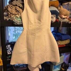 Cream Sleeveless Fit-and-Flare Mini Dress